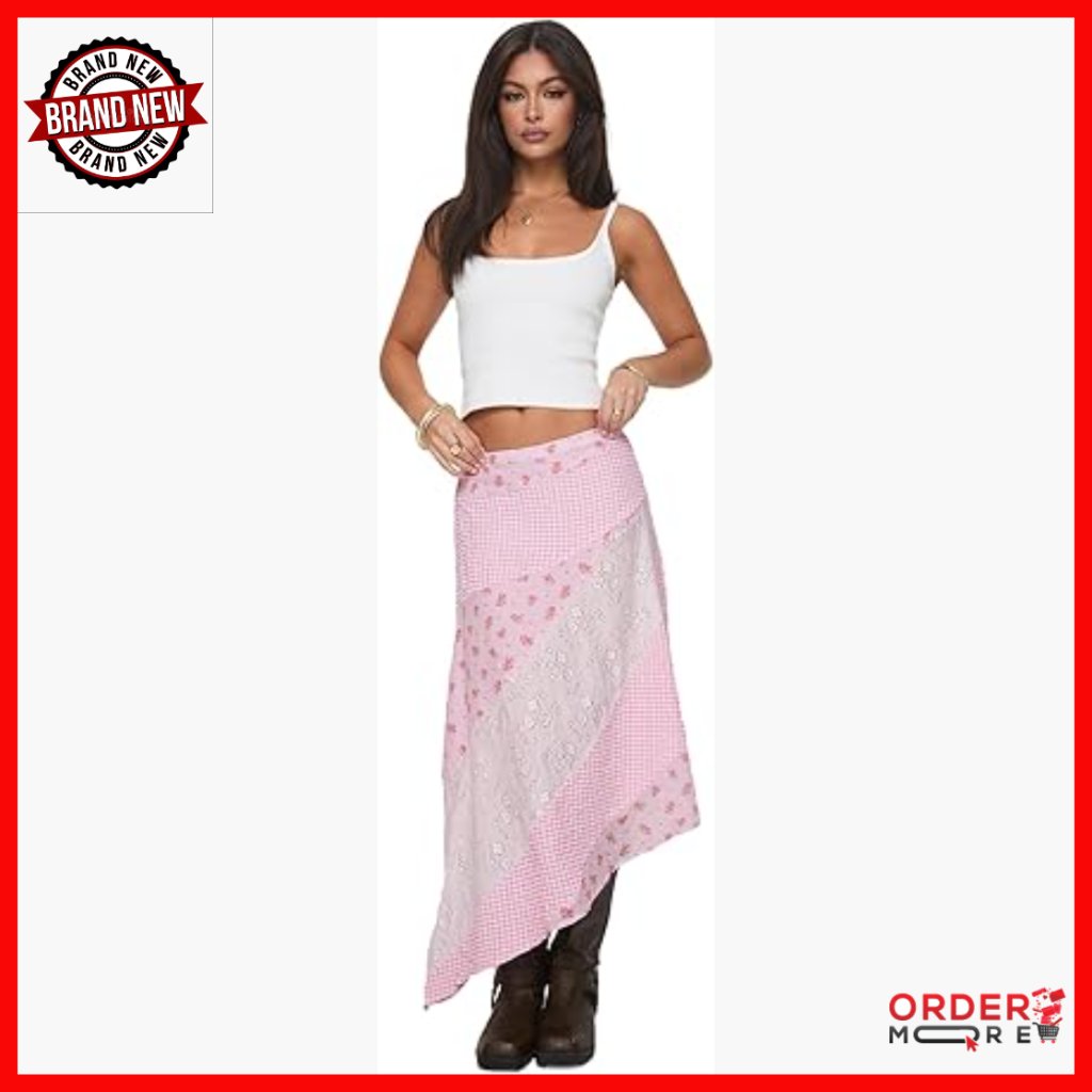 Maxi Skirt With Lace Detailing And Asymmetrical Hem For Casual Wear